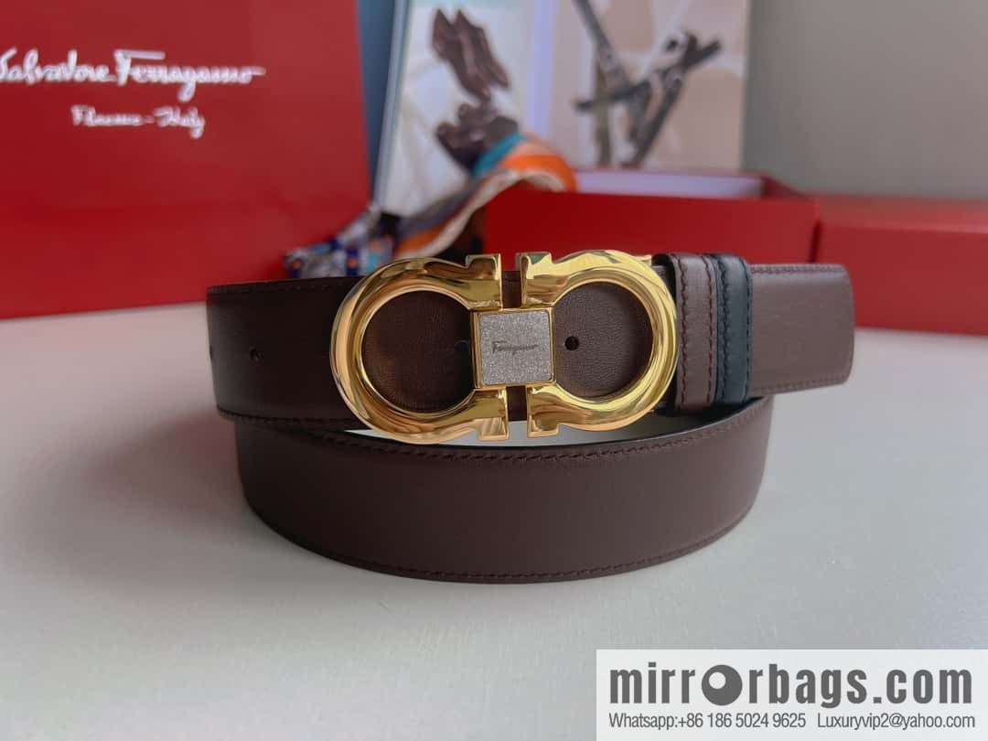 Ferragam Ferragamo, exquisite inverted 8-character hanging buckle hair, hair belt 3.5cm