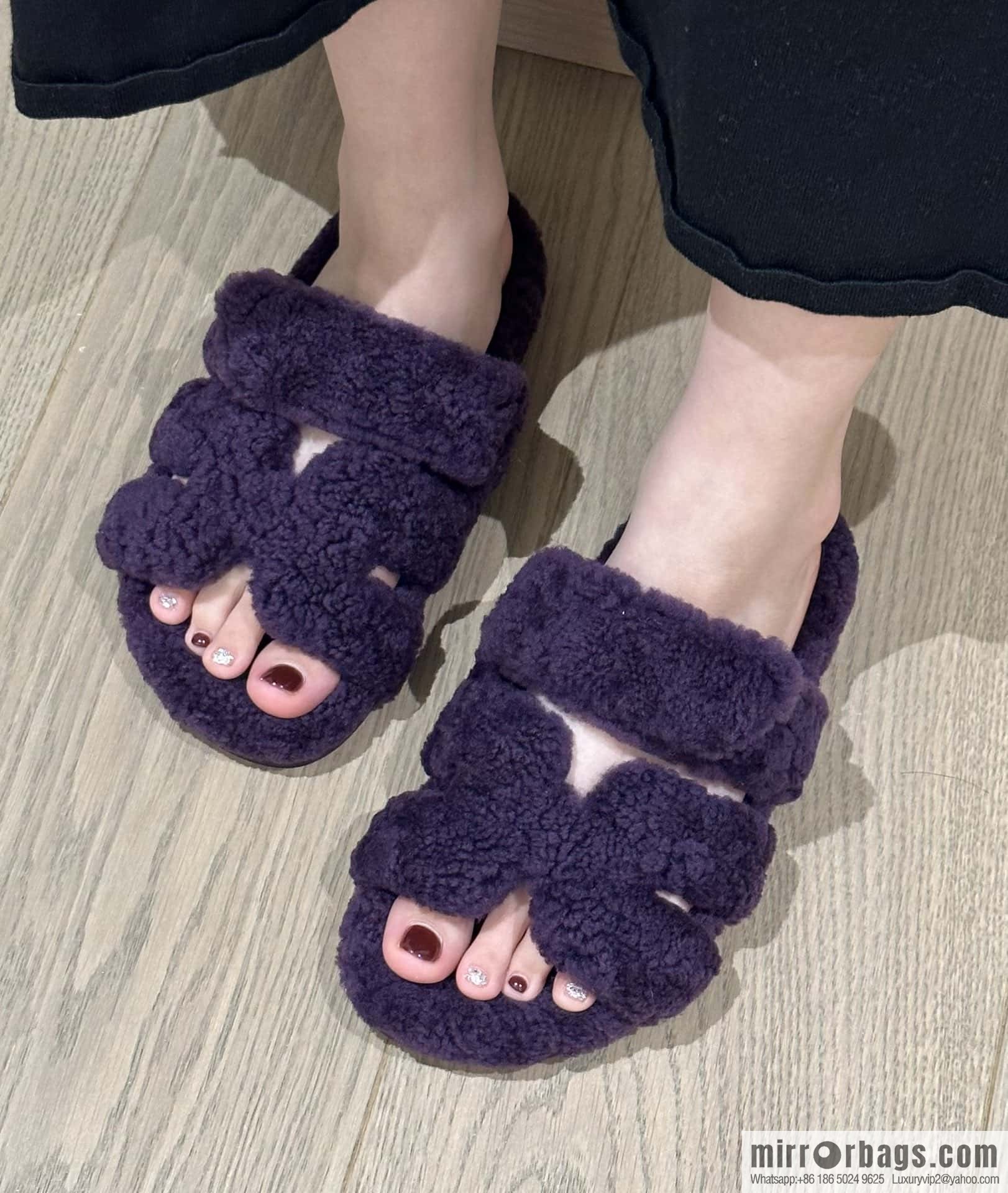 Hermès plush second uncle shoes Chypre sandals