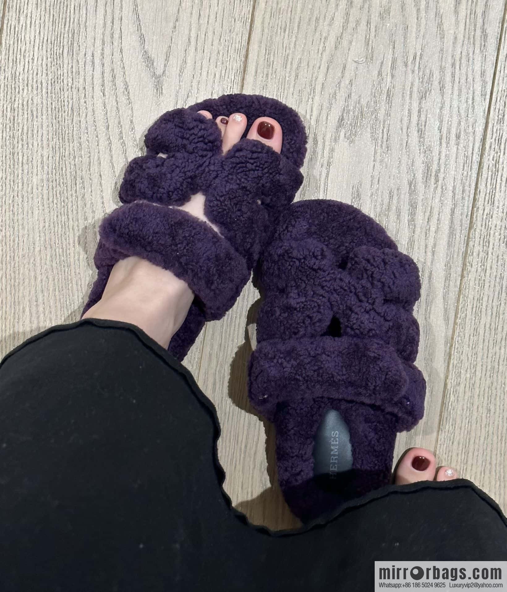Hermès plush second uncle shoes Chypre sandals