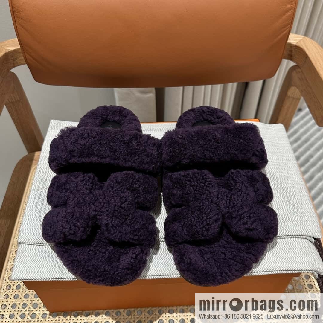 Hermès plush second uncle shoes Chypre sandals