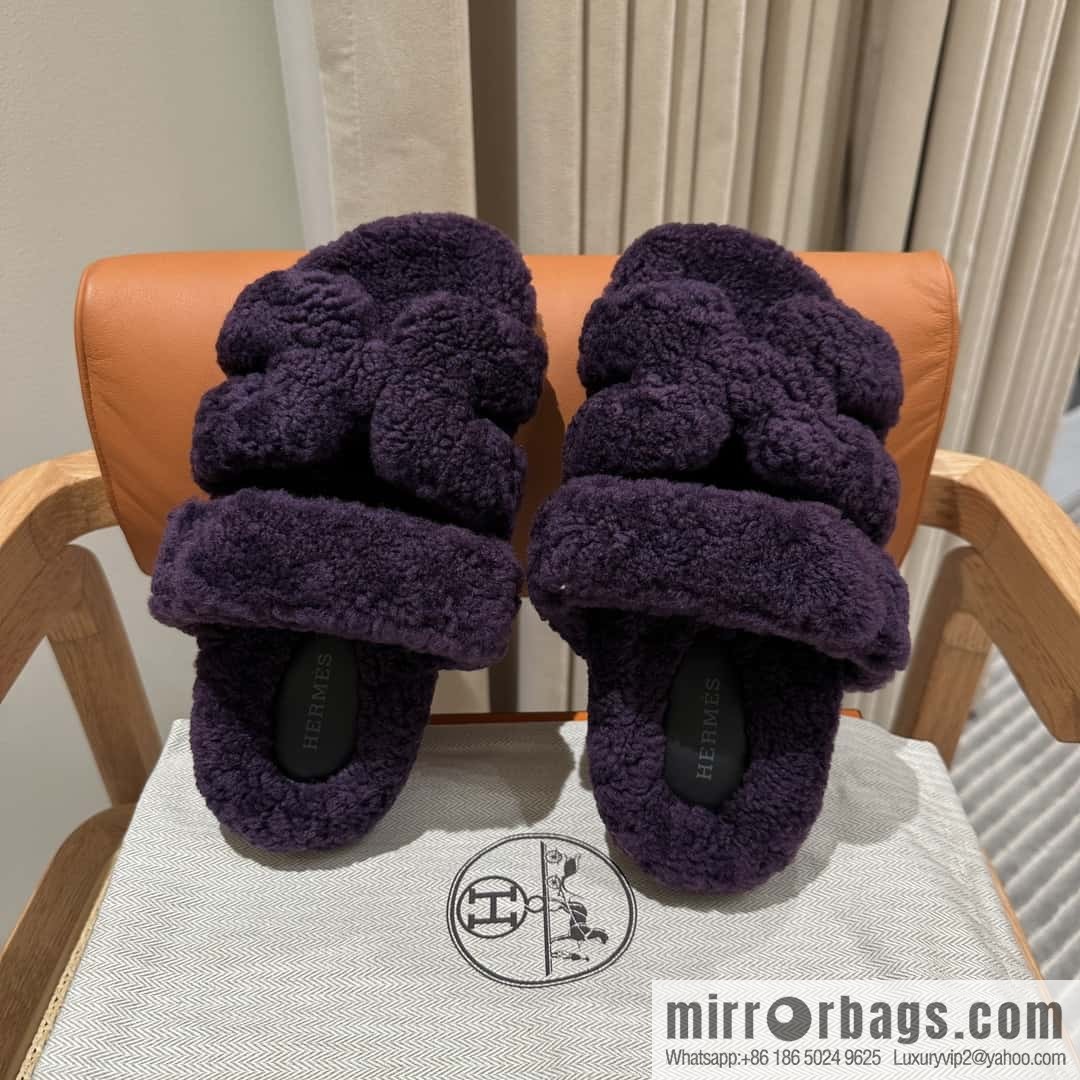 Hermès plush second uncle shoes Chypre sandals