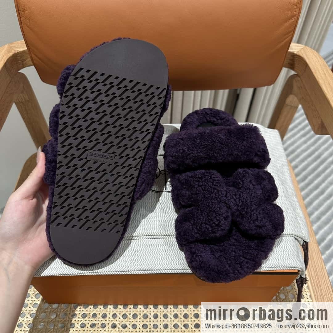 Hermès plush second uncle shoes Chypre sandals