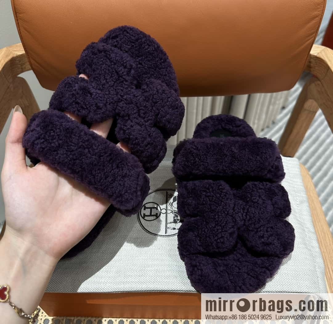 Hermès plush second uncle shoes Chypre sandals