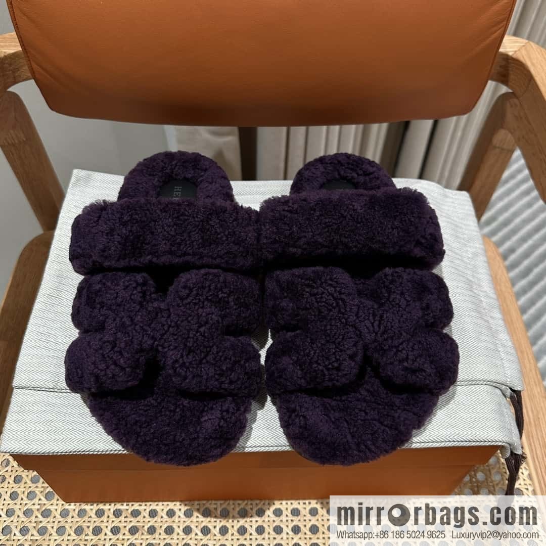 Hermès plush second uncle shoes Chypre sandals