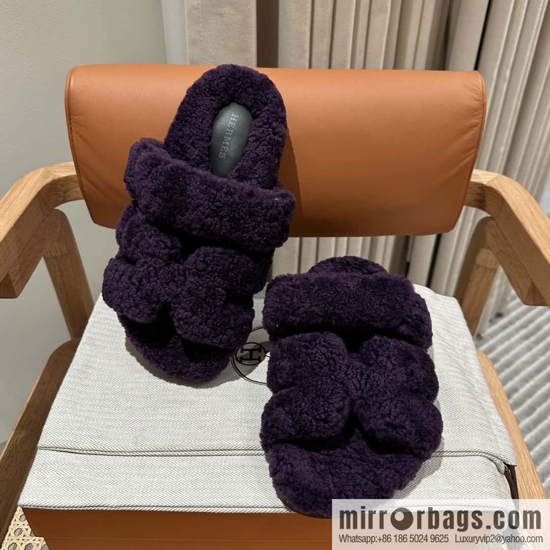 Hermès plush second uncle shoes Chypre sandals
