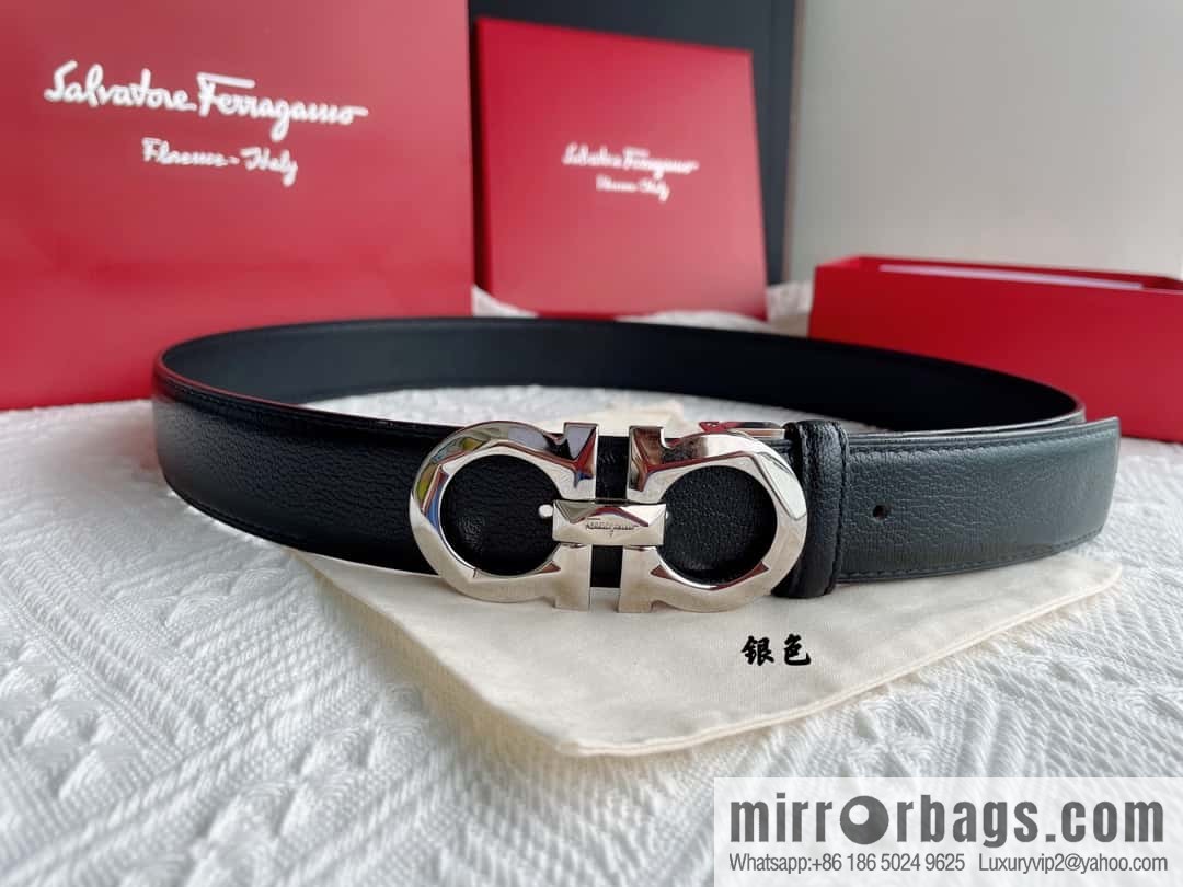 Hermes Hermes, rhombus figure 8 metal buckle top layer cowhide sheep texture 3.5cm