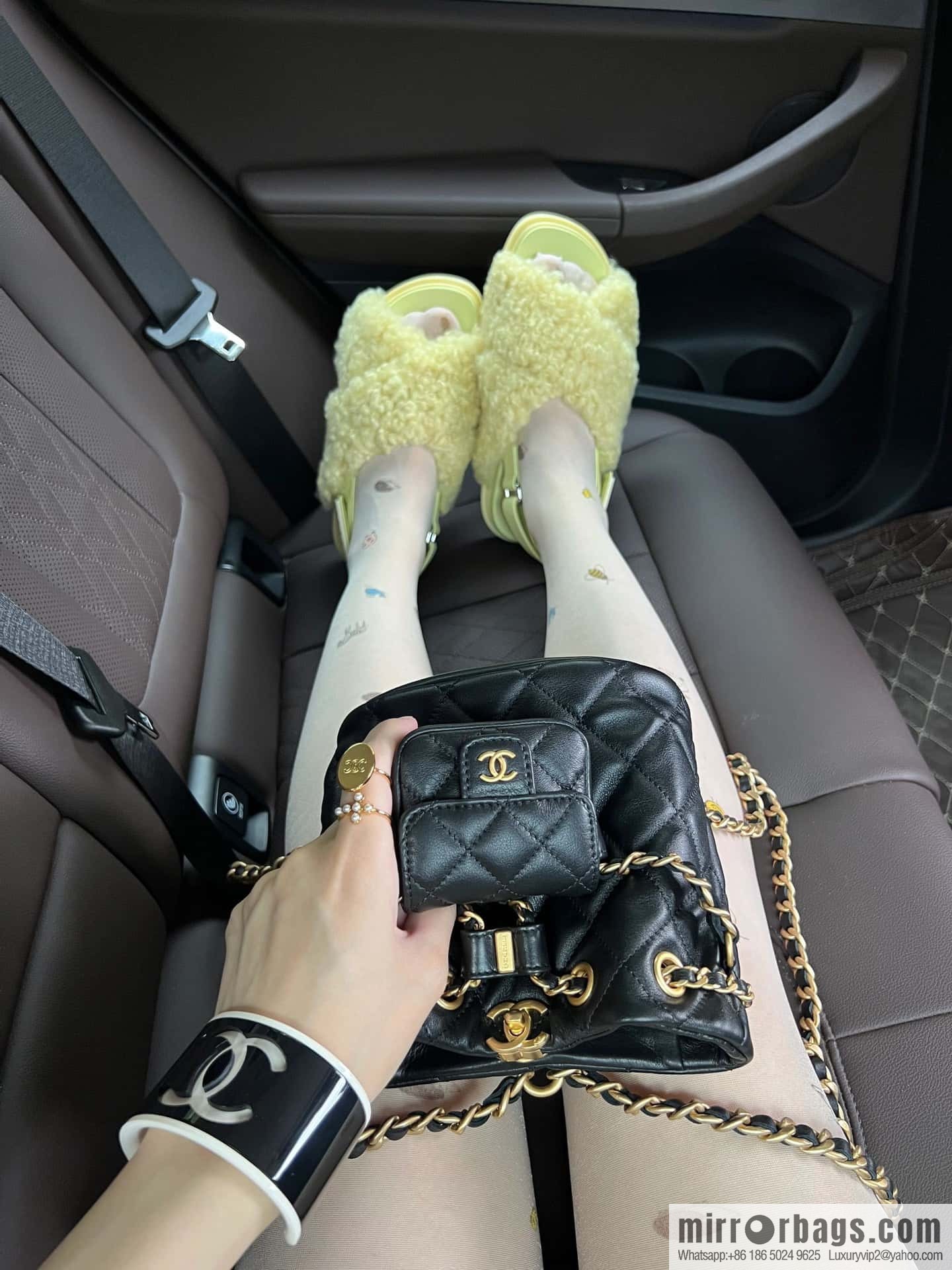 Marni autumn and winter cross-style fur integrated fluff slippers