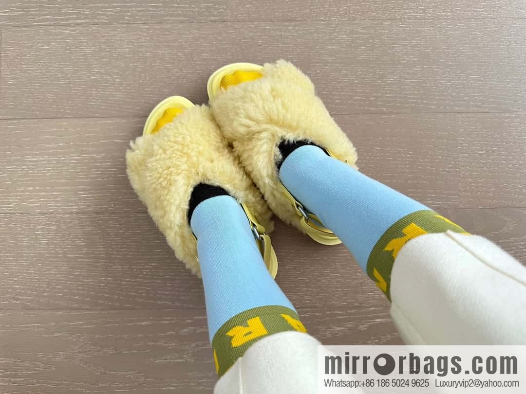 Marni autumn and winter cross-style fur integrated fluff slippers