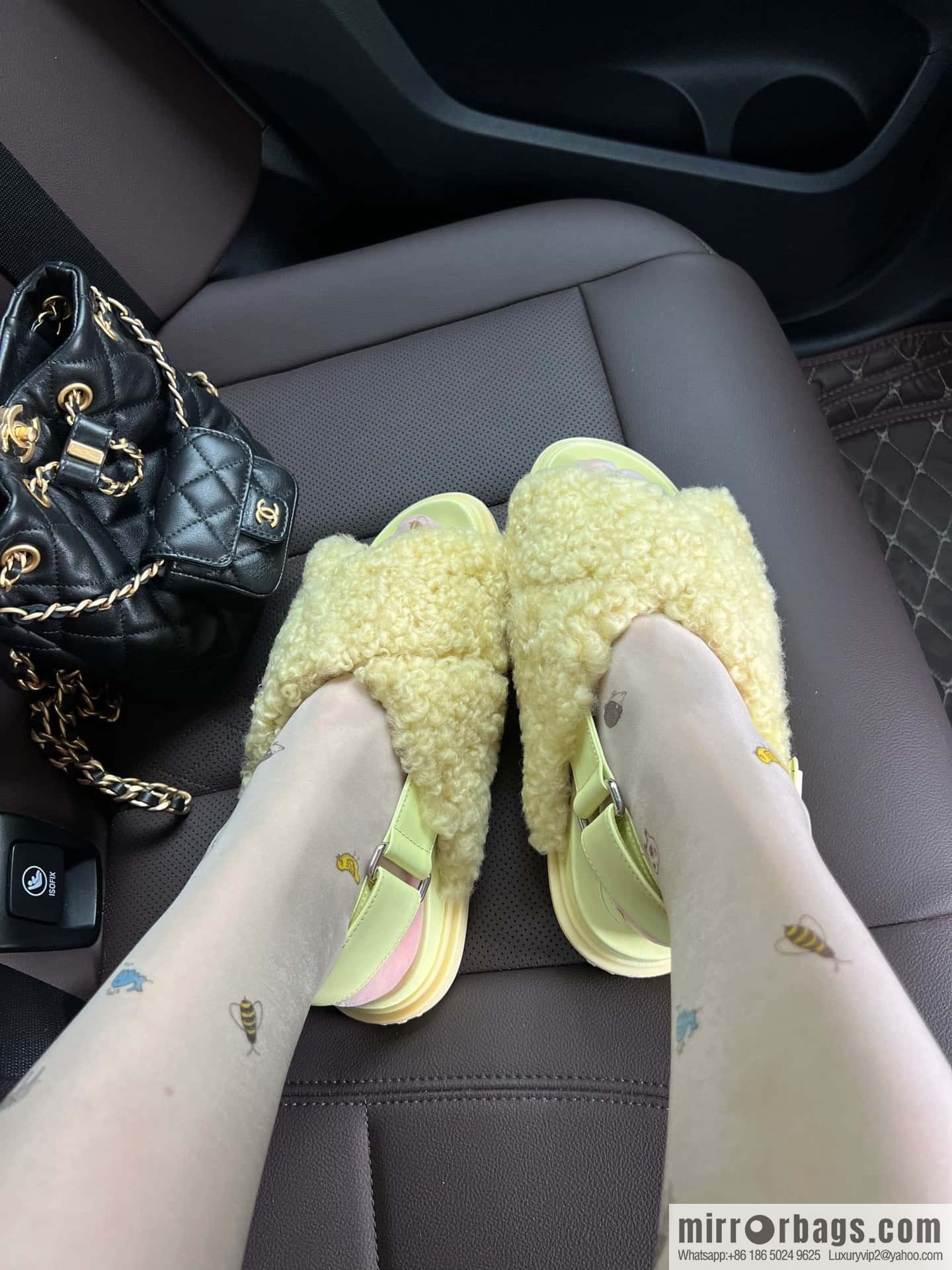 Marni autumn and winter cross-style fur integrated fluff slippers