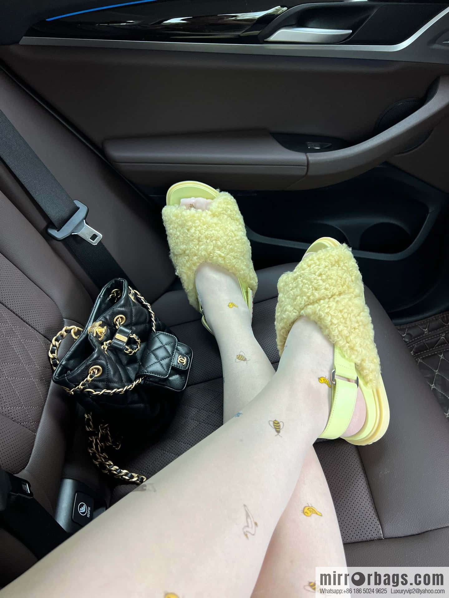 Marni autumn and winter cross-style fur integrated fluff slippers