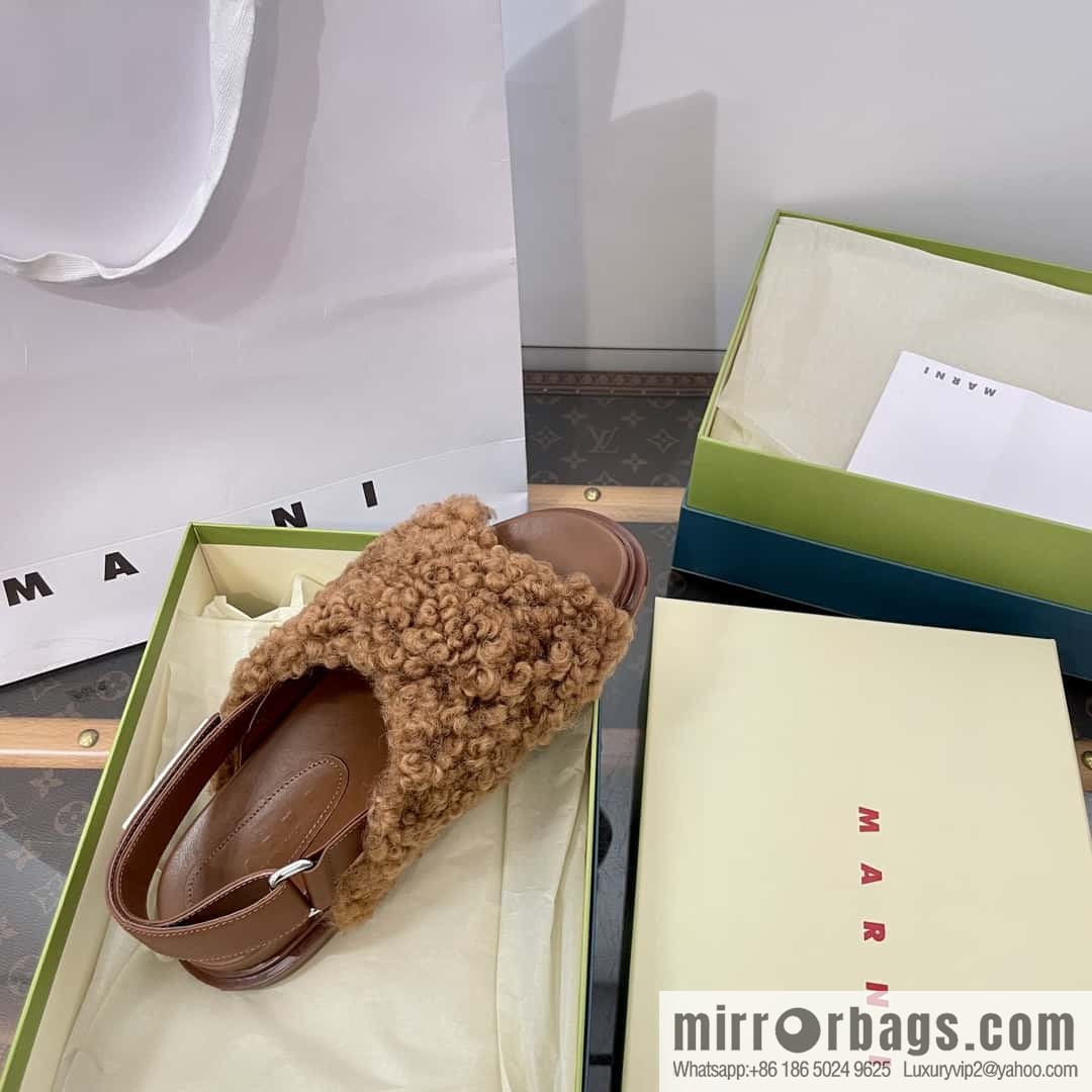Marni autumn and winter cross-style fur integrated fluff slippers