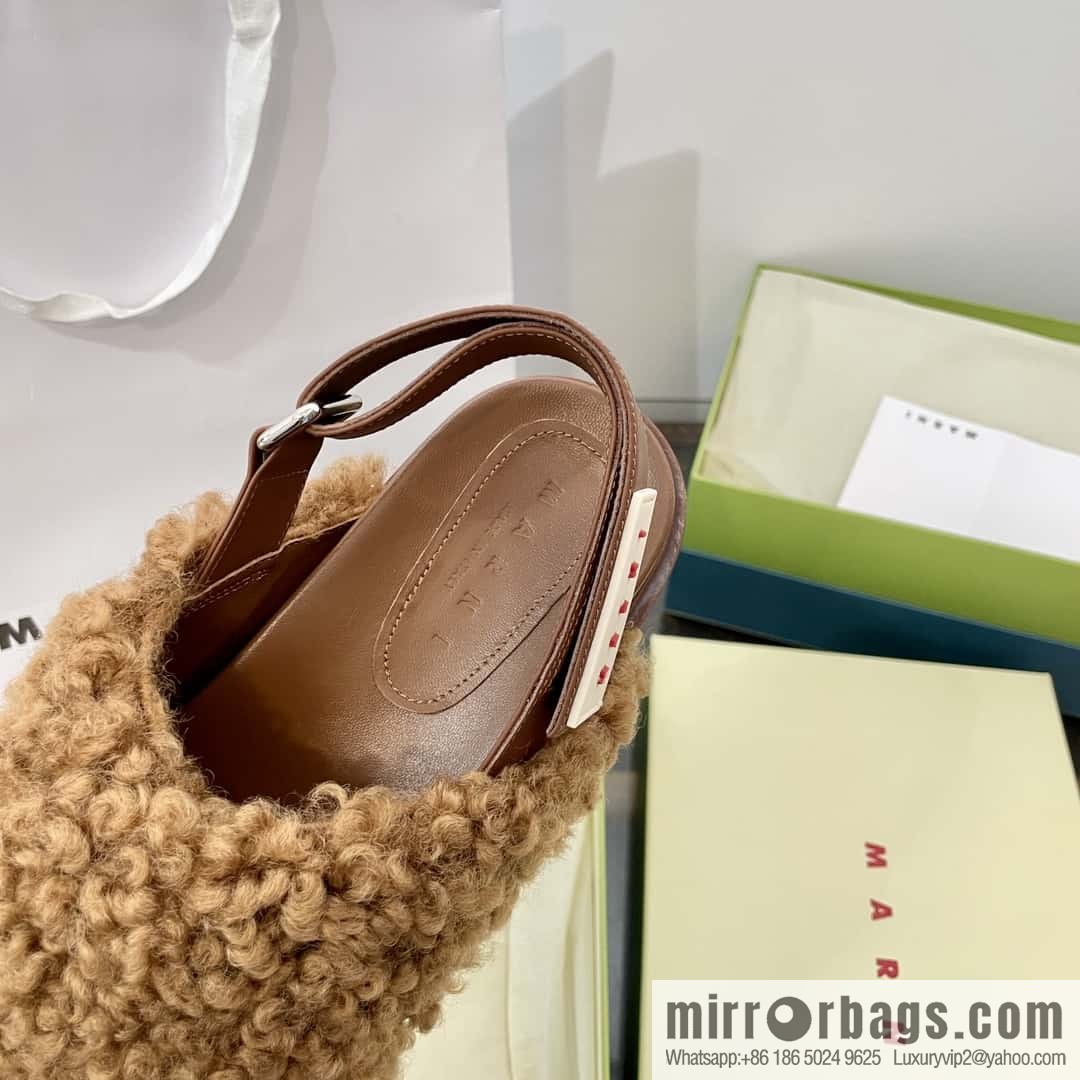 Marni autumn and winter cross-style fur integrated fluff slippers