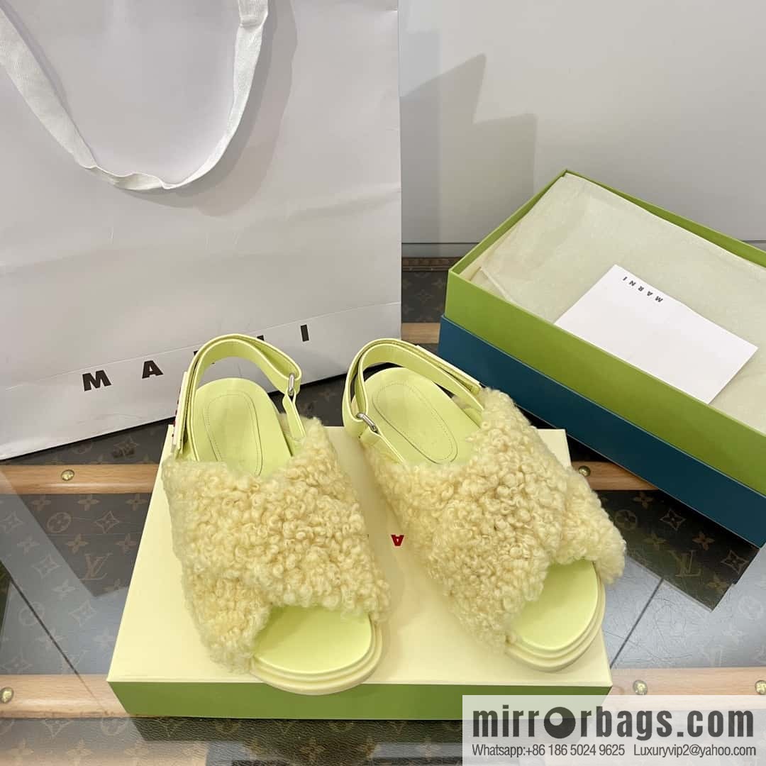 Marni autumn and winter cross-style fur integrated fluff slippers