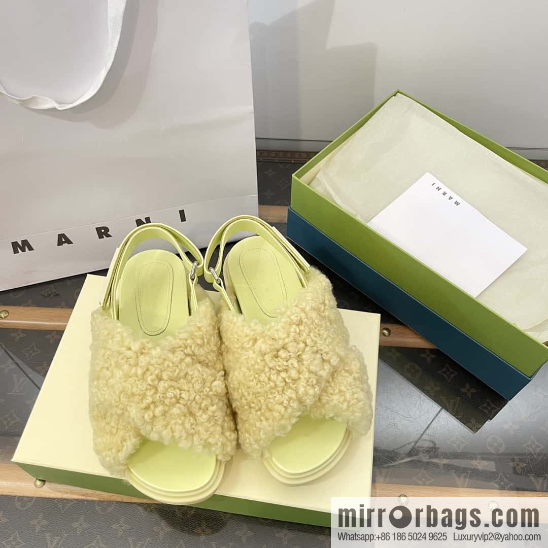 Marni autumn and winter cross-style fur integrated fluff slippers