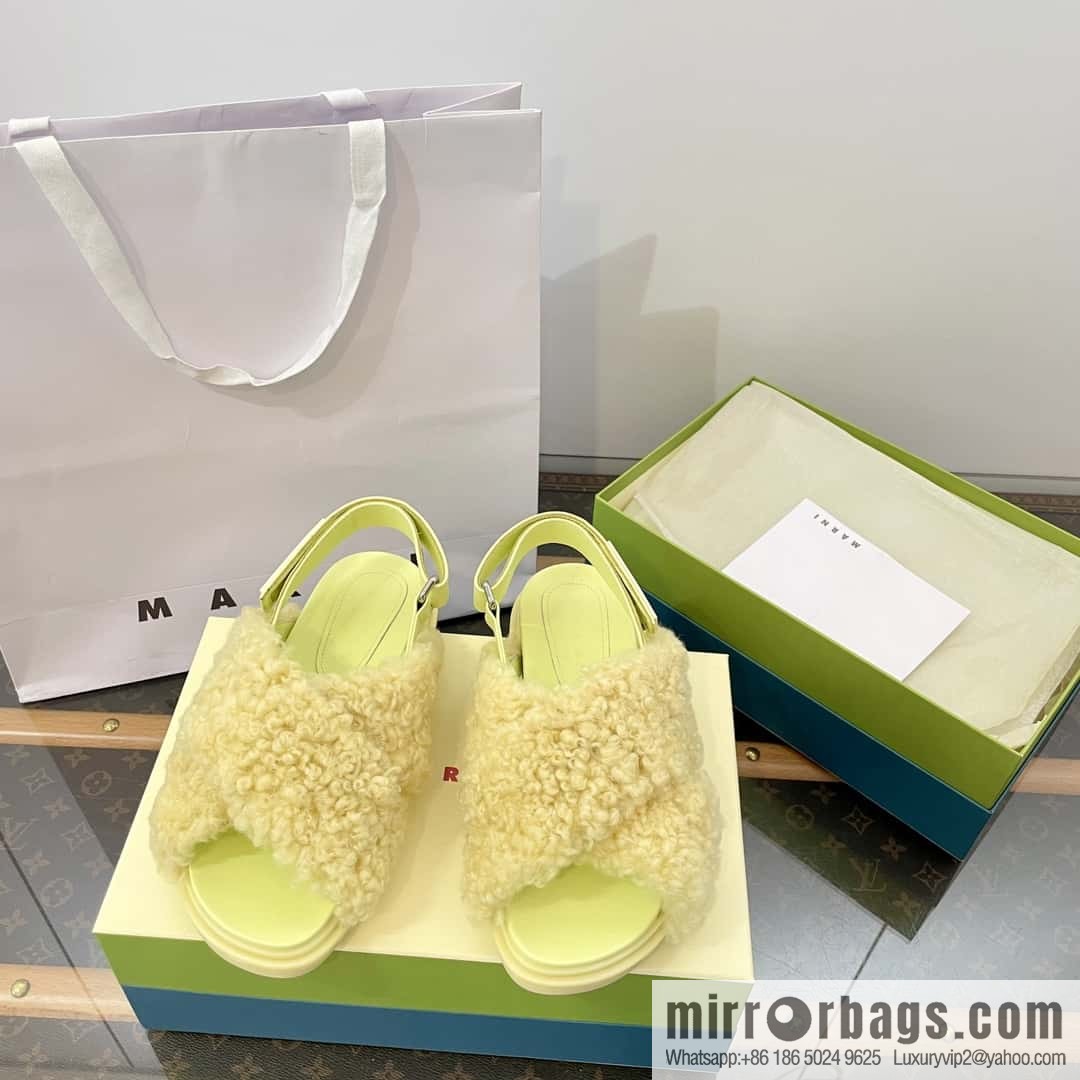 Marni autumn and winter cross-style fur integrated fluff slippers