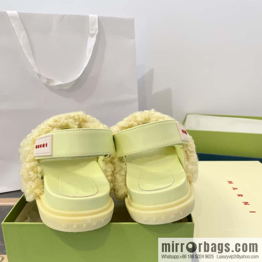 Marni autumn and winter cross-style fur integrated fluff slippers
