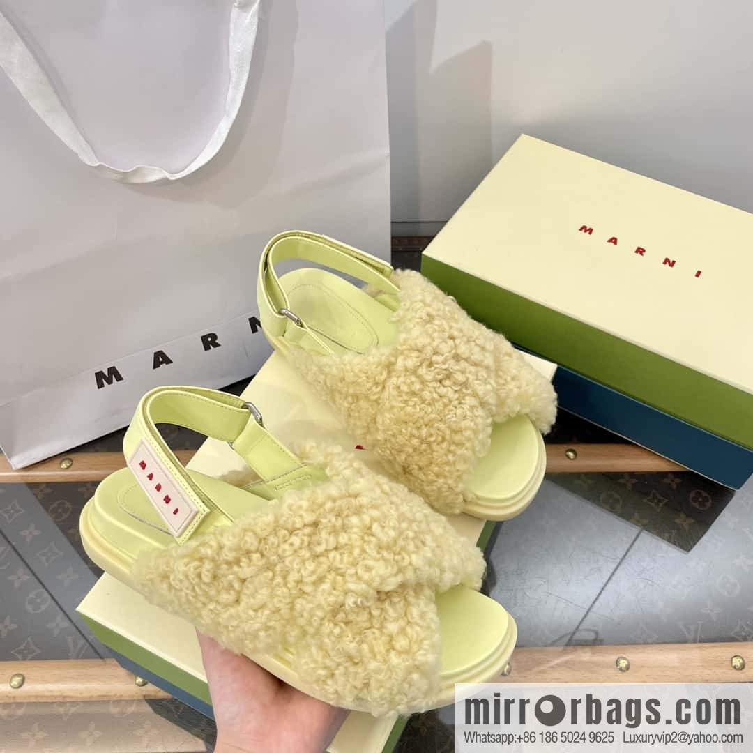 Marni autumn and winter cross-style fur integrated fluff slippers