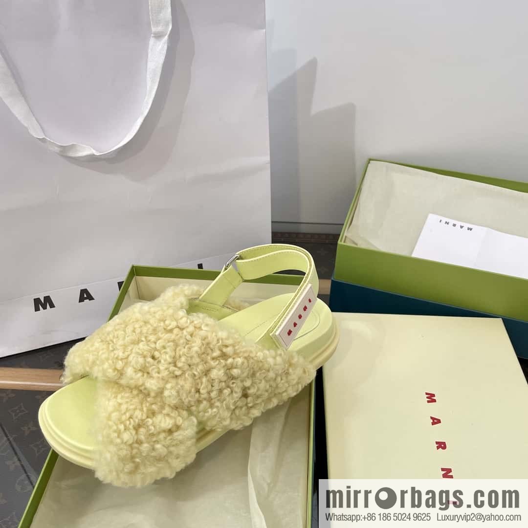 Marni autumn and winter cross-style fur integrated fluff slippers