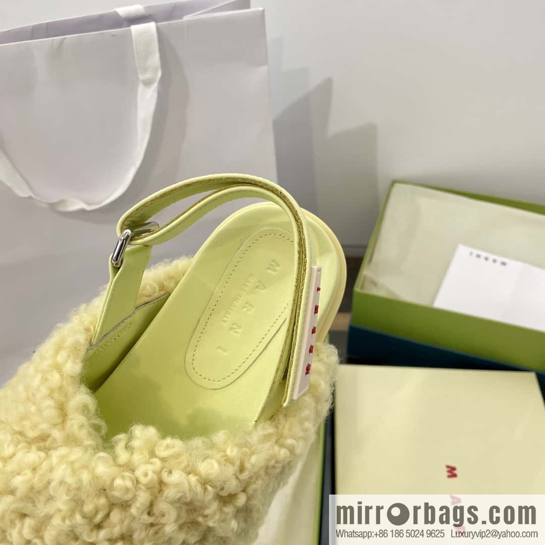 Marni autumn and winter cross-style fur integrated fluff slippers
