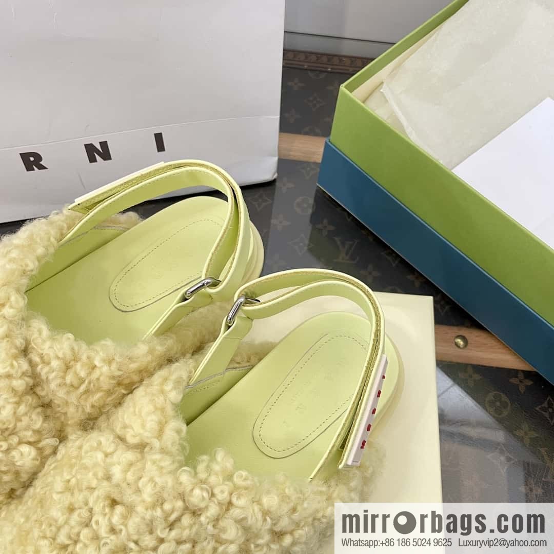 Marni autumn and winter cross-style fur integrated fluff slippers