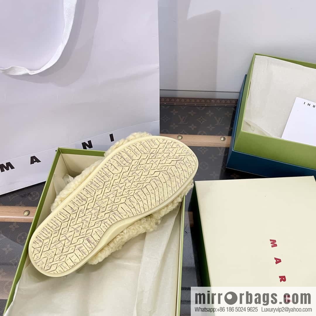 Marni autumn and winter cross-style fur integrated fluff slippers