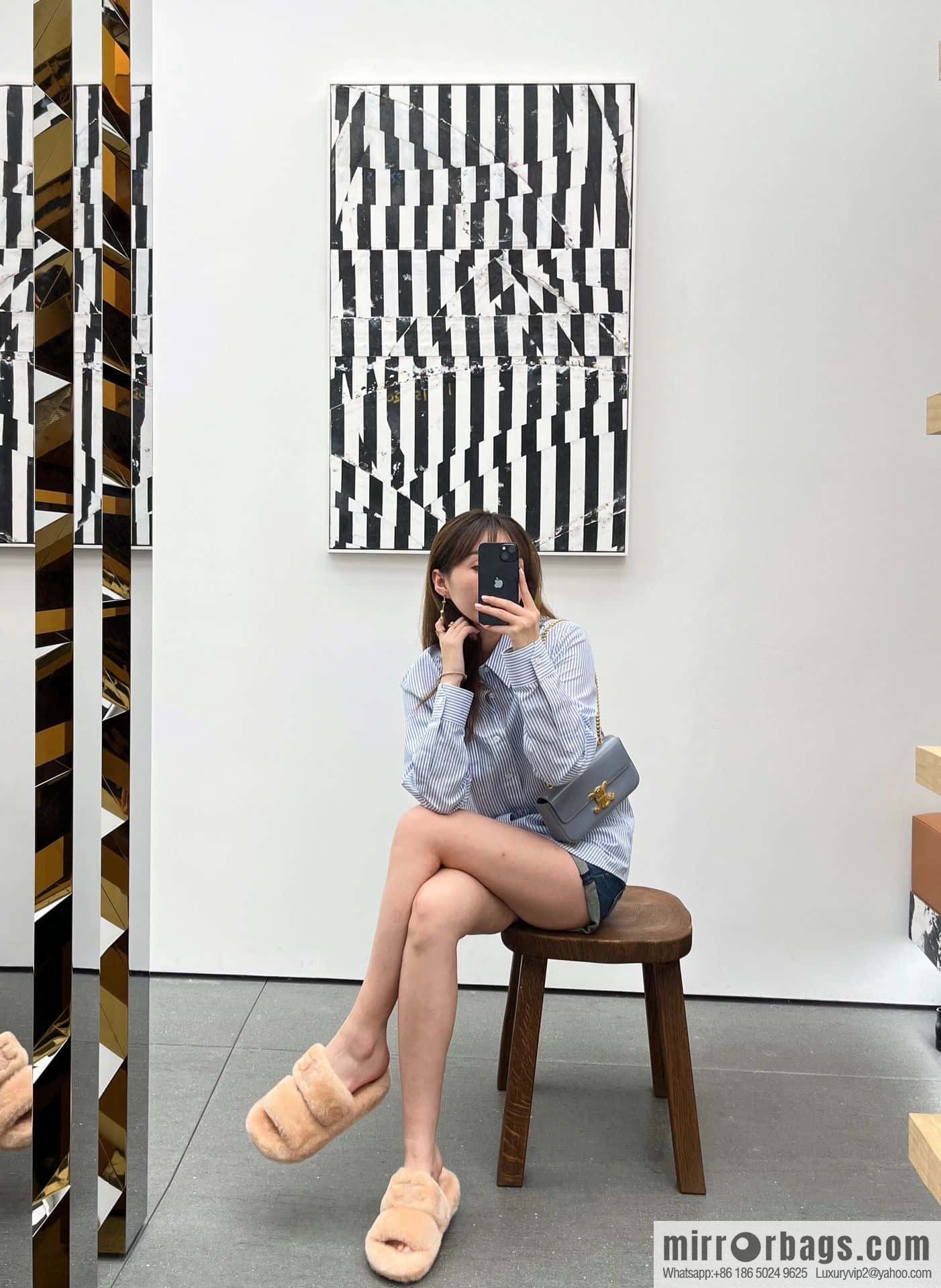 CELINE Autumn and winter Arc de Triomphe Mao Mao slippers