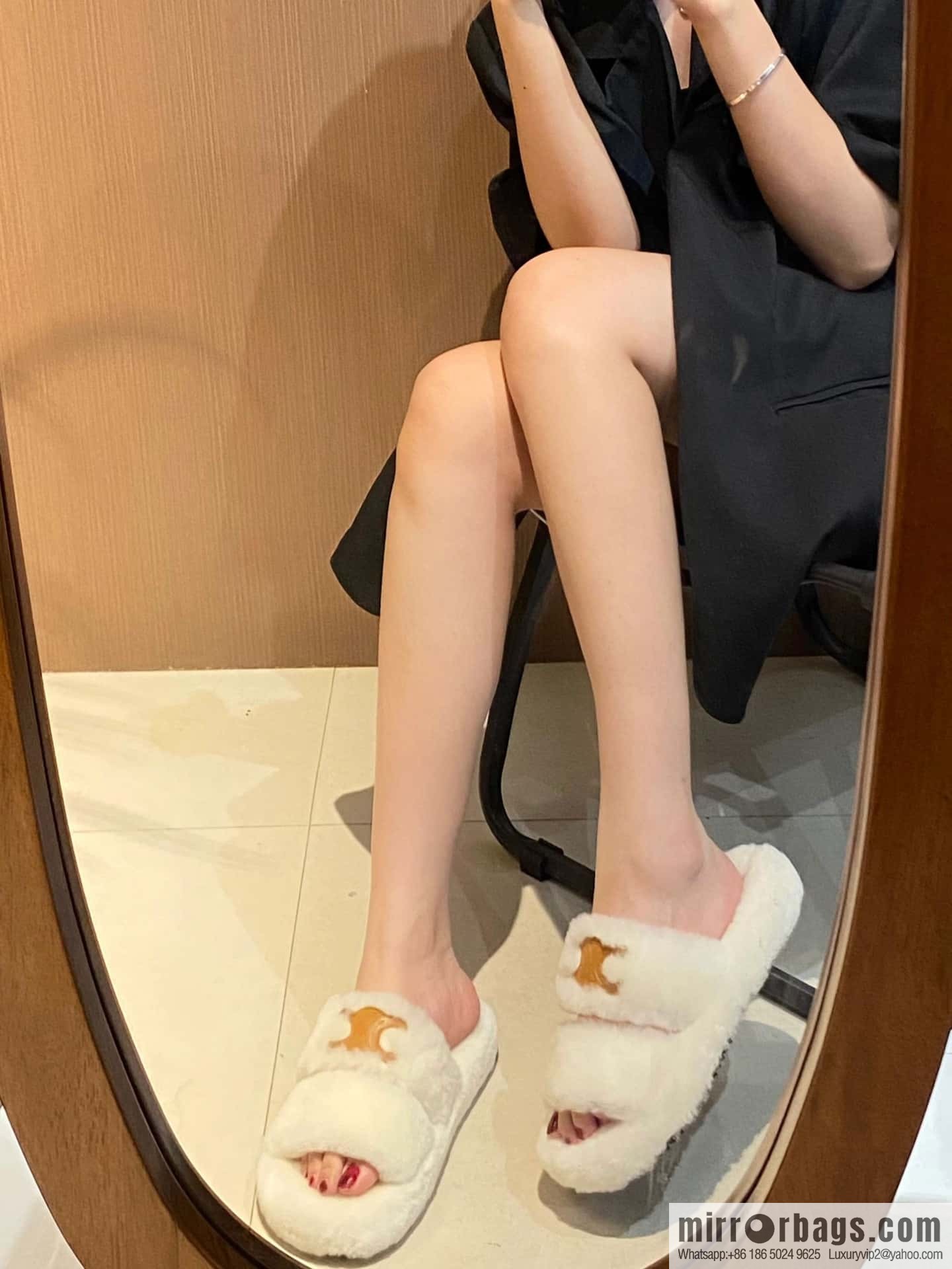 CELINE Autumn and winter Arc de Triomphe Mao Mao slippers