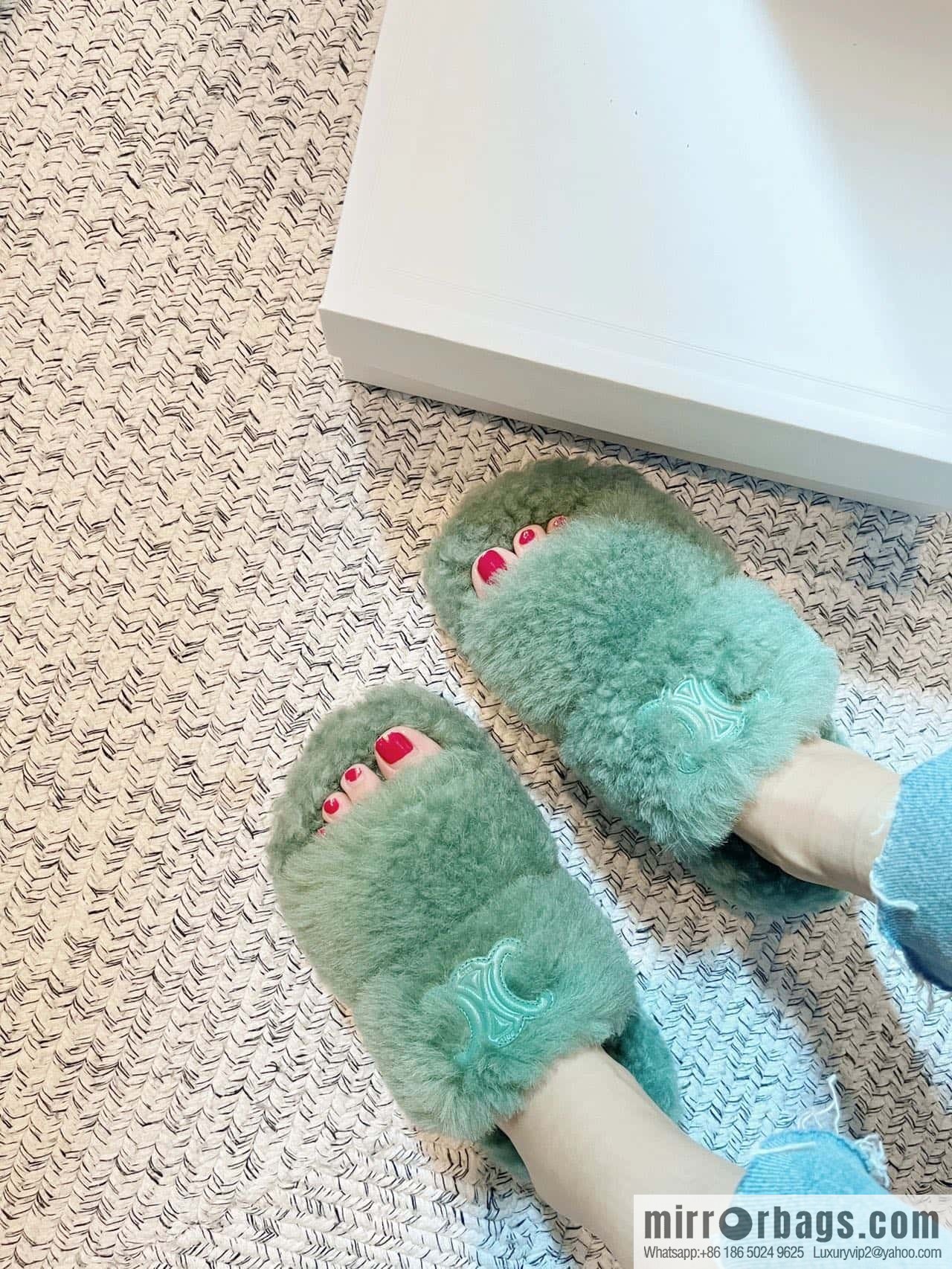 CELINE Autumn and winter Arc de Triomphe Mao Mao slippers