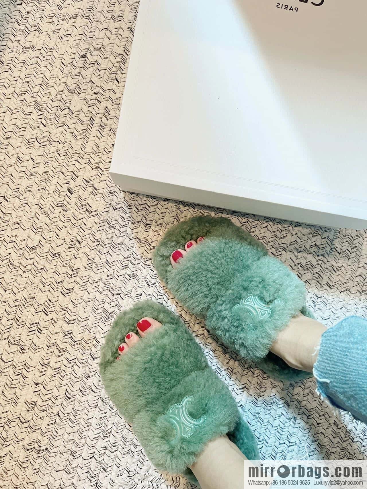 CELINE Autumn and winter Arc de Triomphe Mao Mao slippers