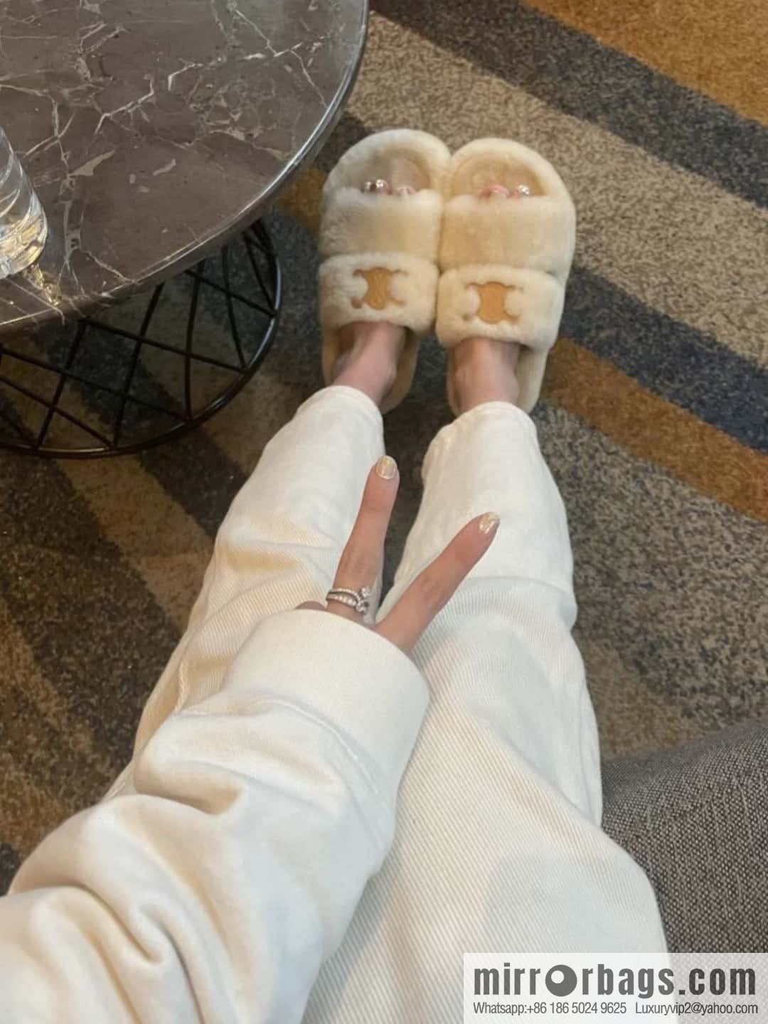 CELINE Autumn and winter Arc de Triomphe Mao Mao slippers