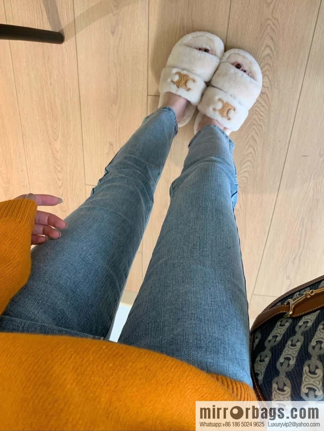 CELINE Autumn and winter Arc de Triomphe Mao Mao slippers