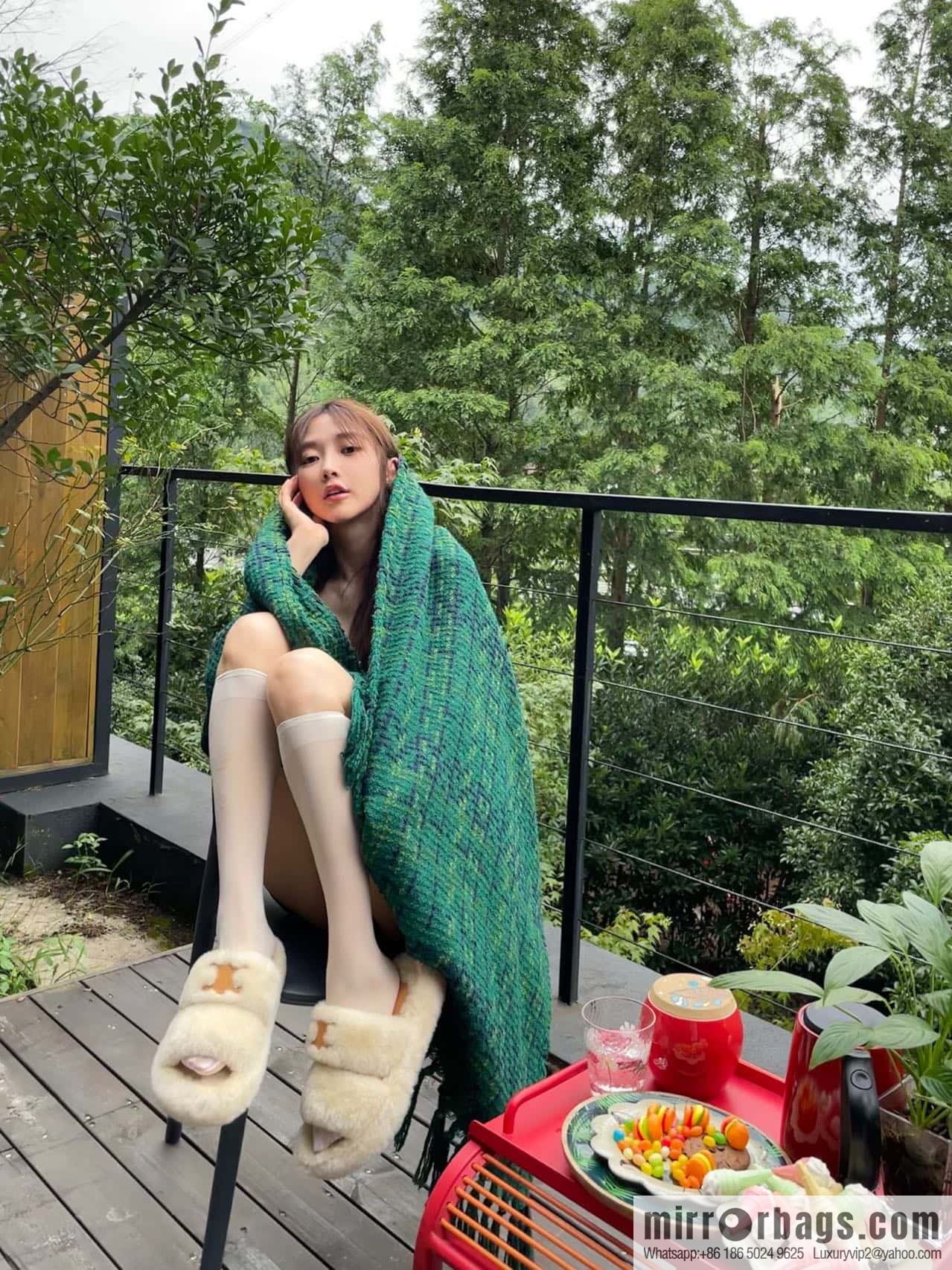 CELINE Autumn and winter Arc de Triomphe Mao Mao slippers