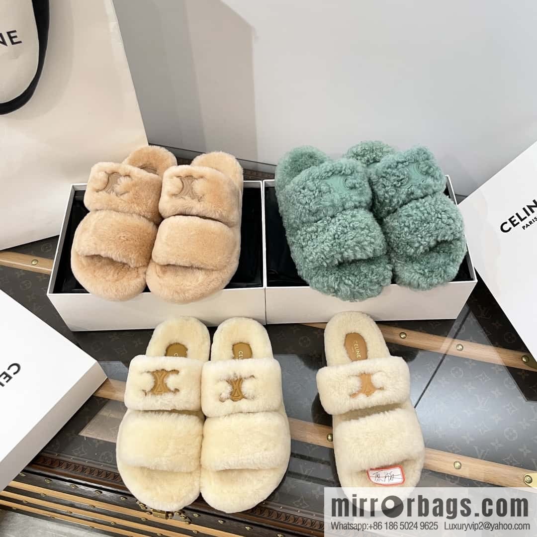 CELINE Autumn and winter Arc de Triomphe Mao Mao slippers