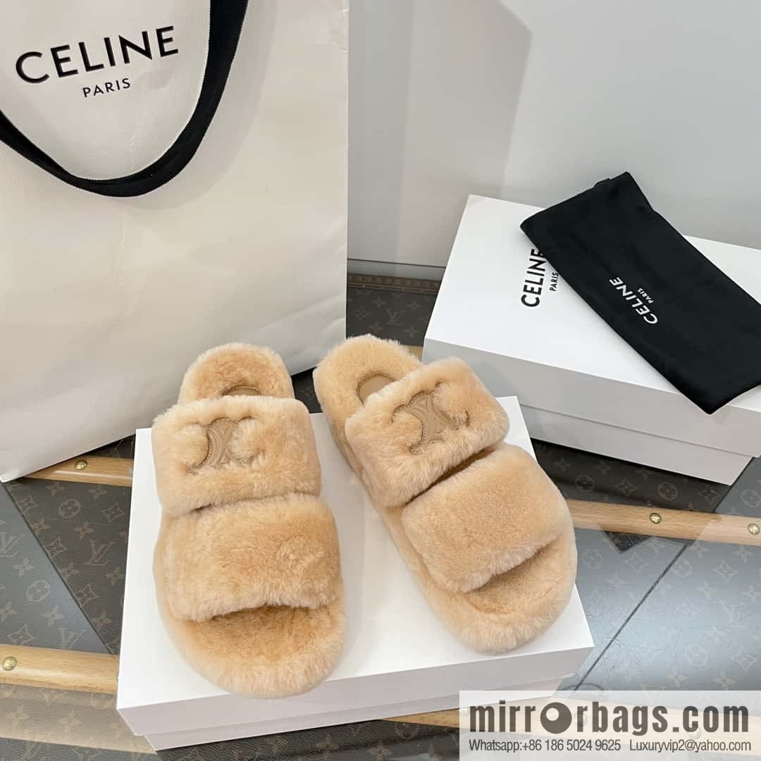 CELINE Autumn and winter Arc de Triomphe Mao Mao slippers