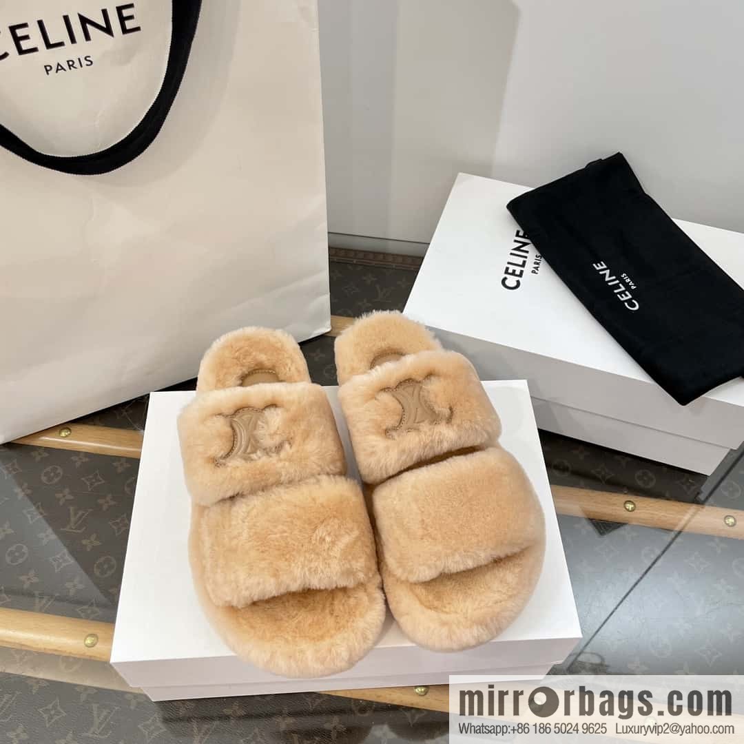 CELINE Autumn and winter Arc de Triomphe Mao Mao slippers