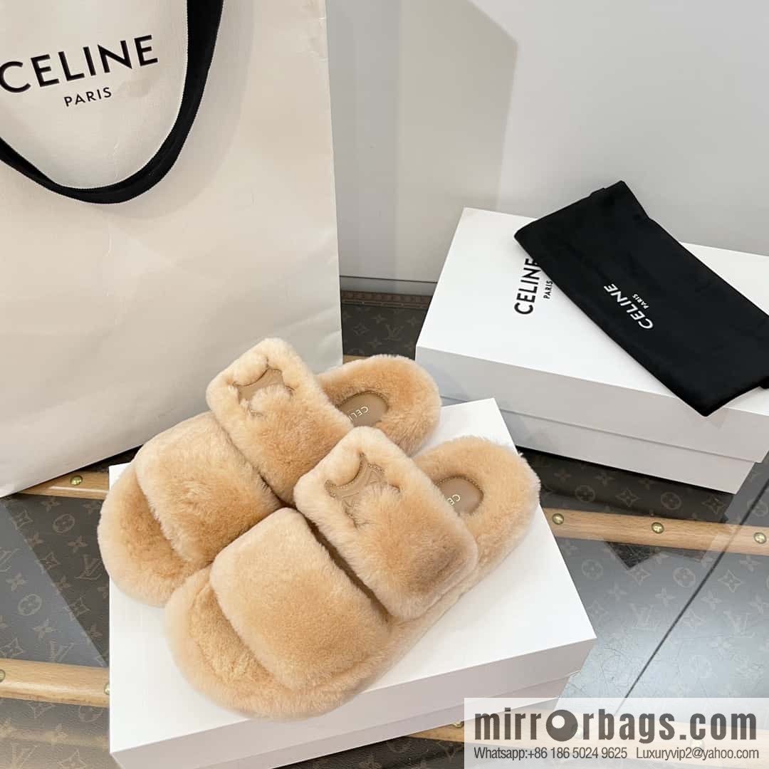 CELINE Autumn and winter Arc de Triomphe Mao Mao slippers