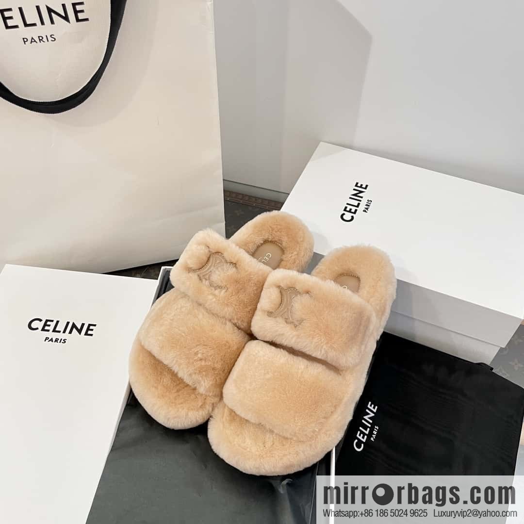 CELINE Autumn and winter Arc de Triomphe Mao Mao slippers