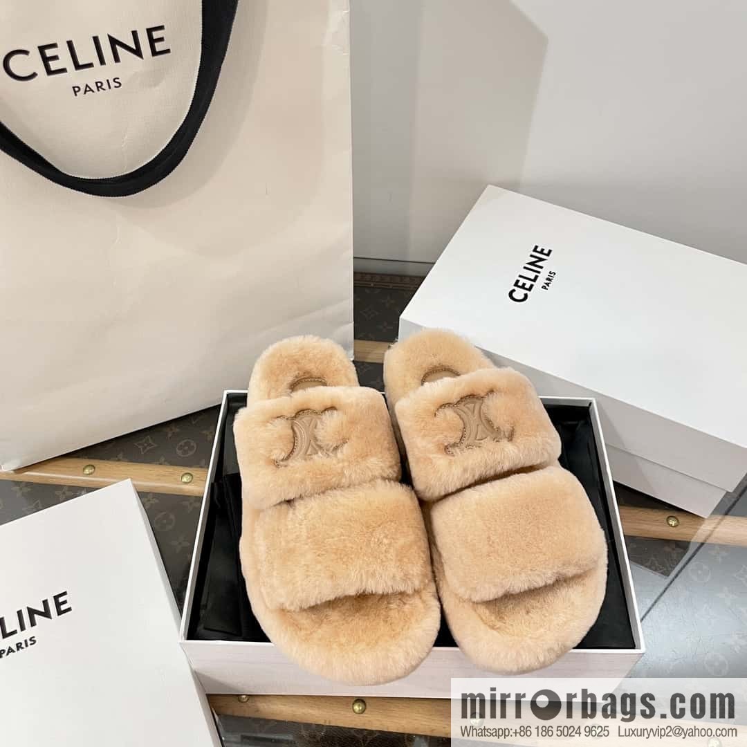 CELINE Autumn and winter Arc de Triomphe Mao Mao slippers