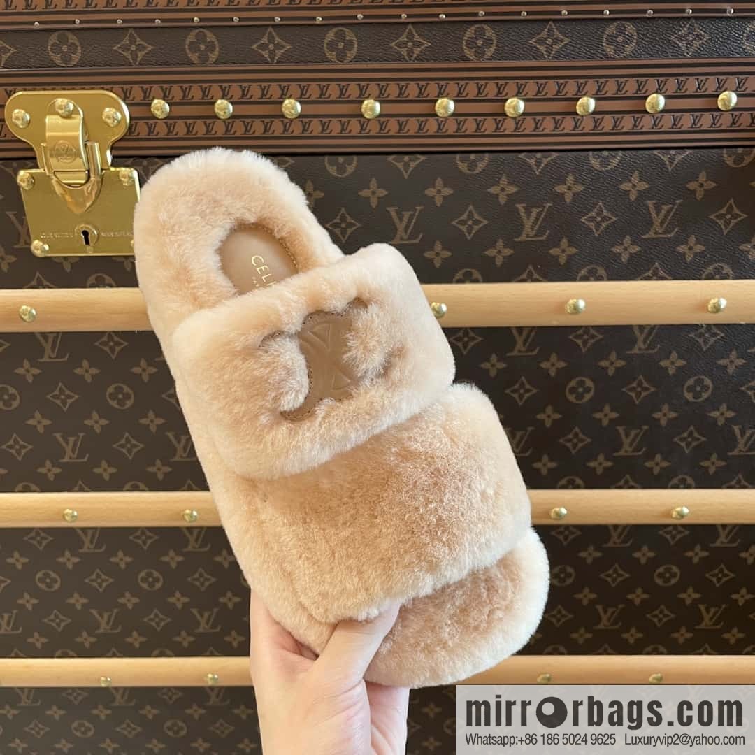 CELINE Autumn and winter Arc de Triomphe Mao Mao slippers