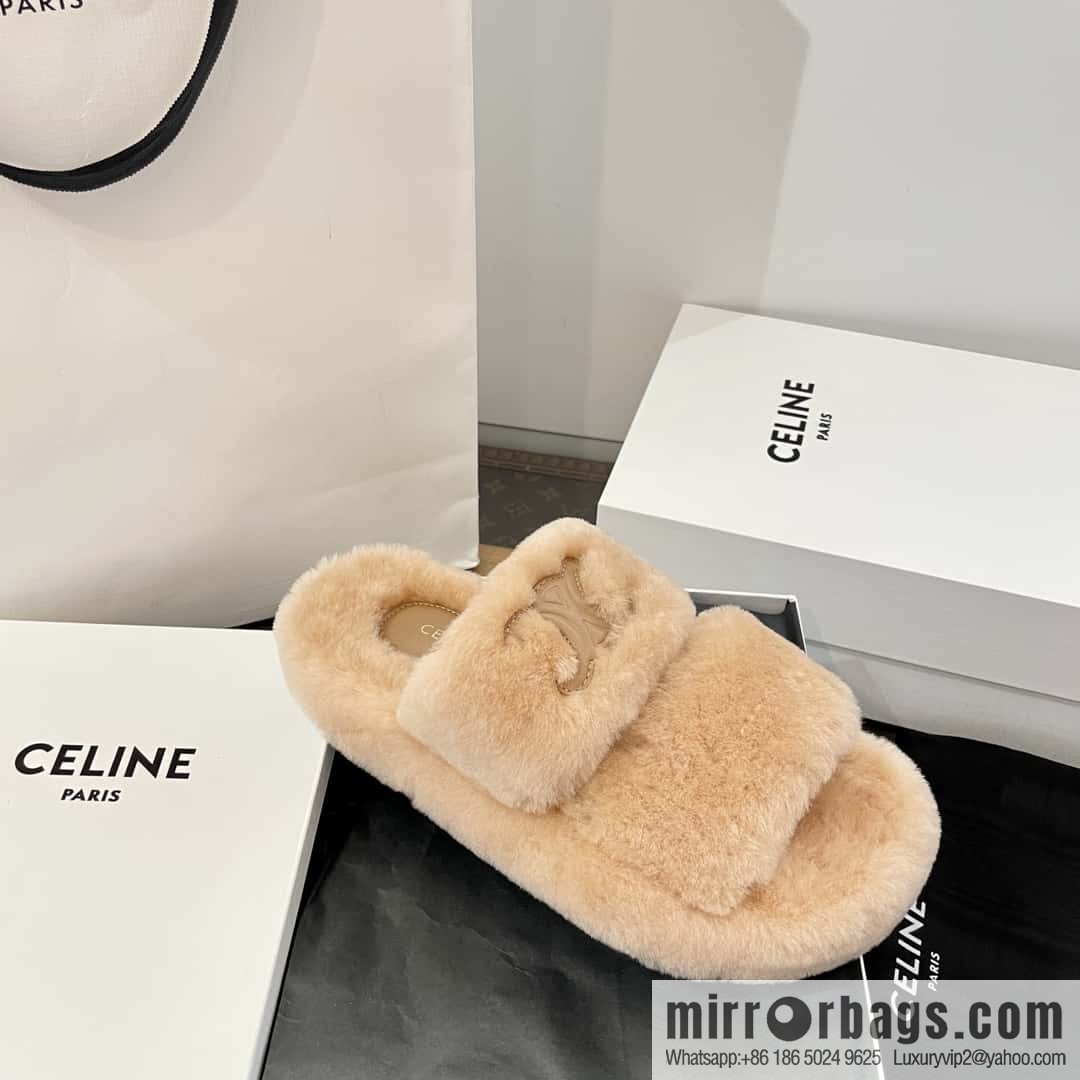 CELINE Autumn and winter Arc de Triomphe Mao Mao slippers