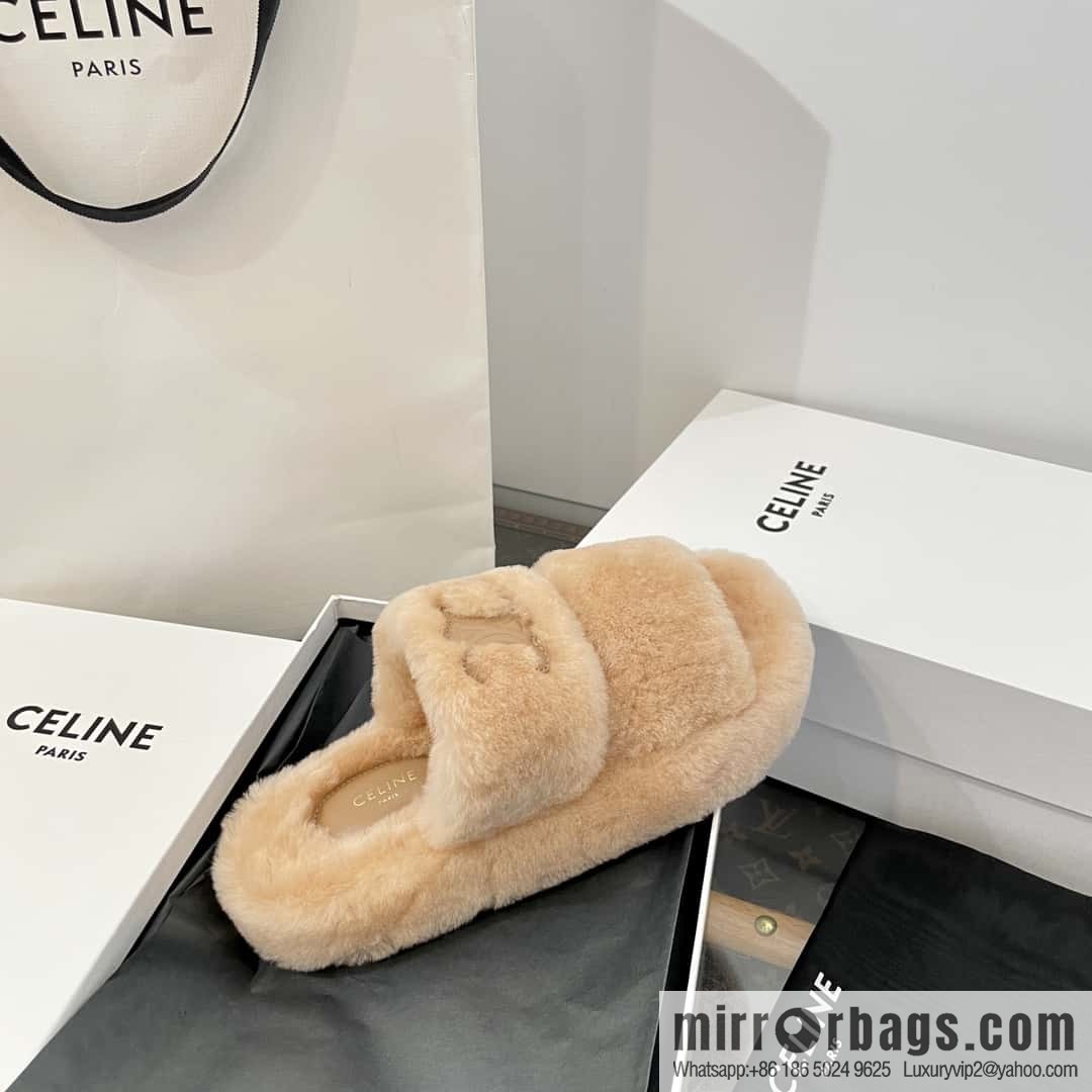 CELINE Autumn and winter Arc de Triomphe Mao Mao slippers
