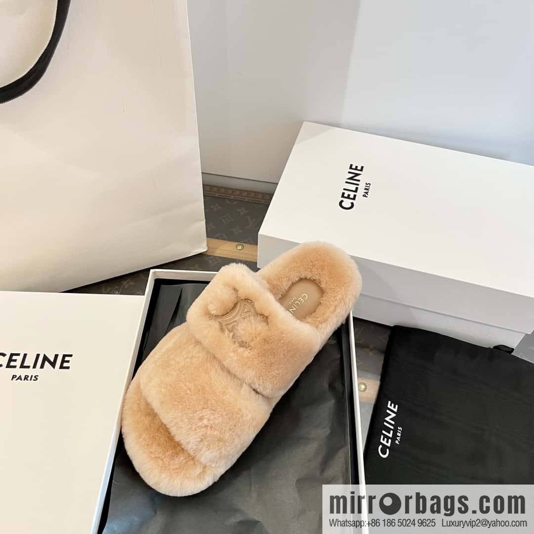 CELINE Autumn and winter Arc de Triomphe Mao Mao slippers