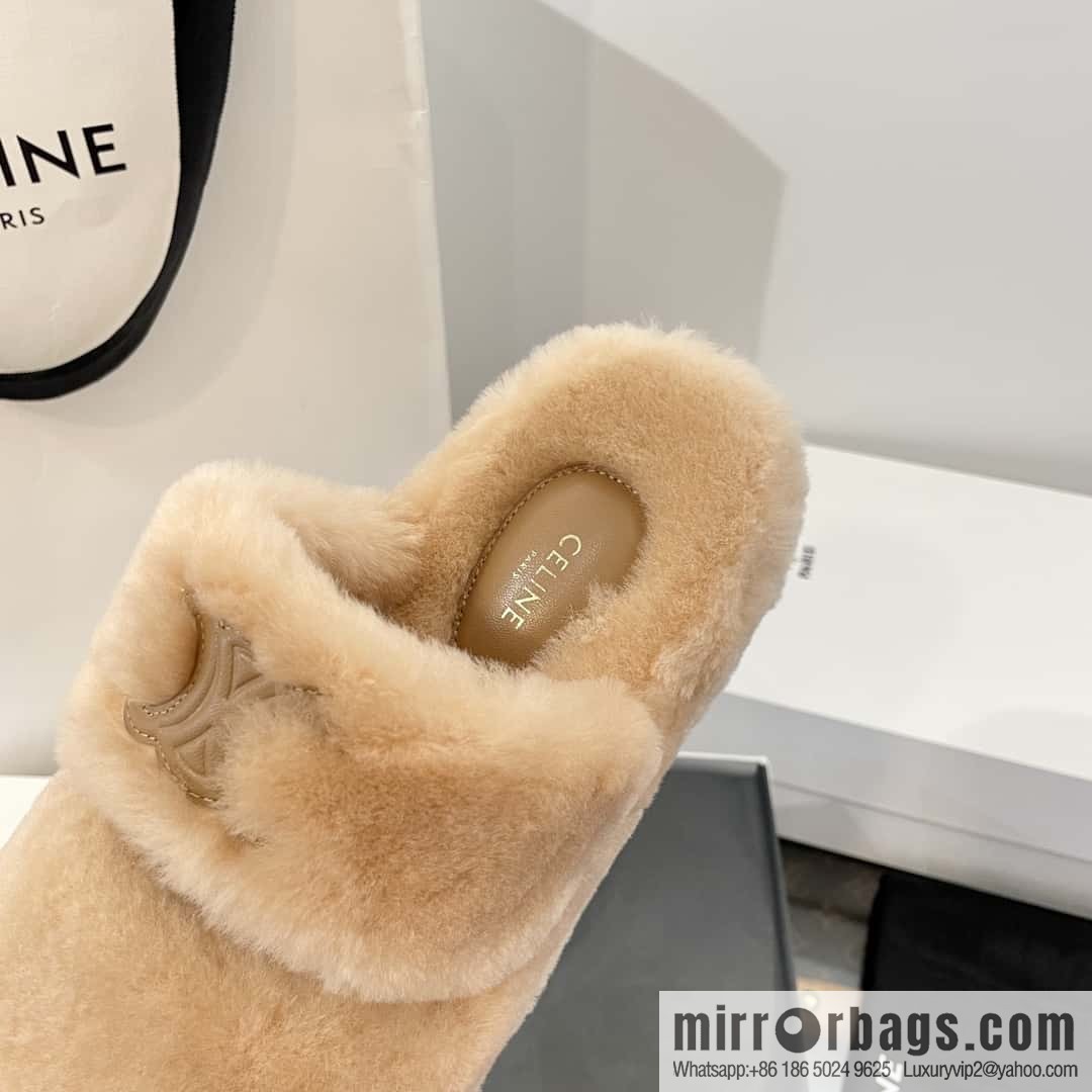 CELINE Autumn and winter Arc de Triomphe Mao Mao slippers