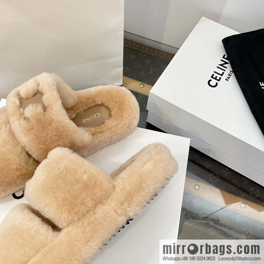 CELINE Autumn and winter Arc de Triomphe Mao Mao slippers