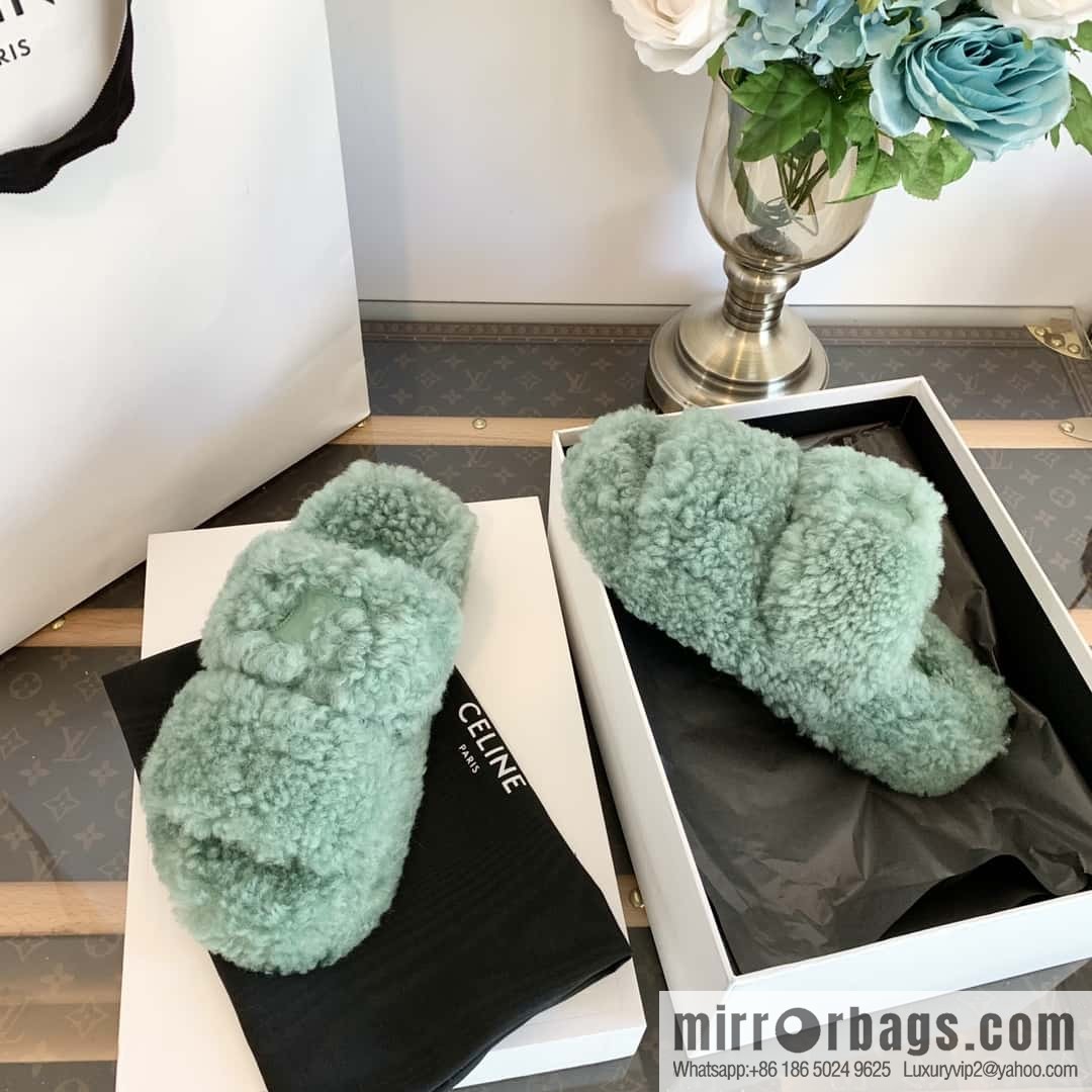 CELINE Autumn and winter Arc de Triomphe Mao Mao slippers