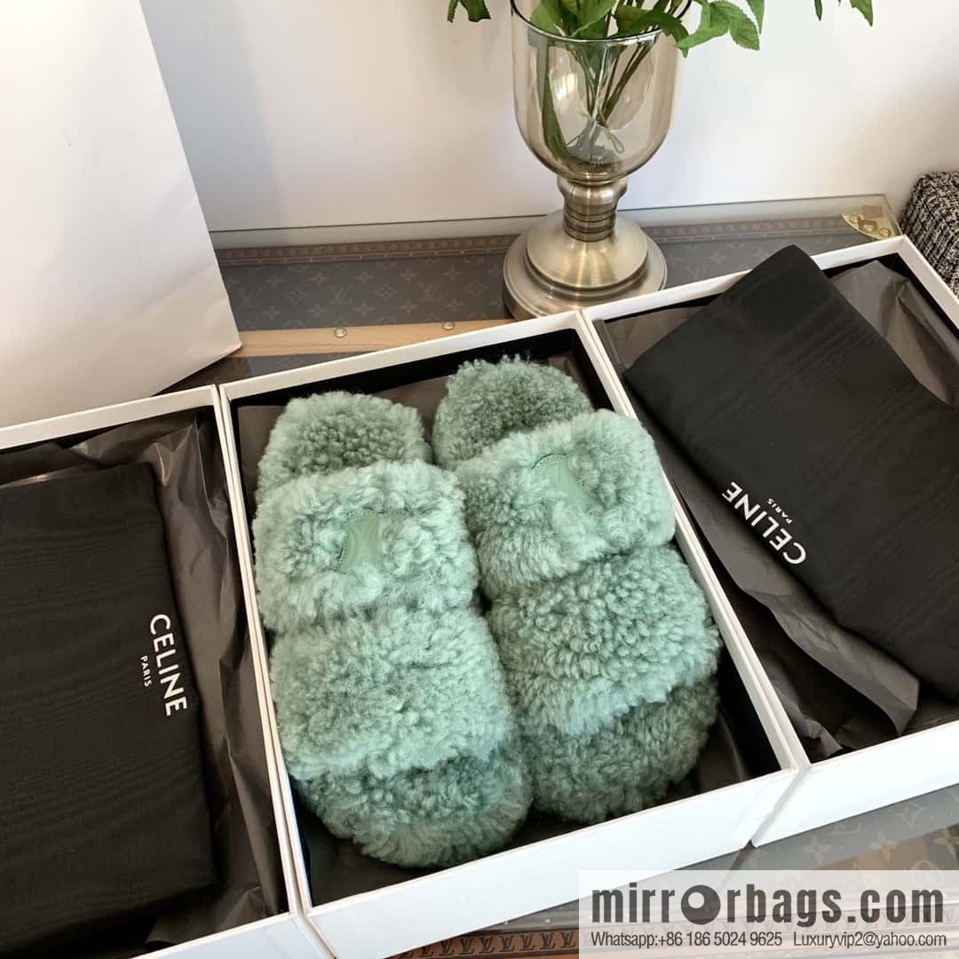 CELINE Autumn and winter Arc de Triomphe Mao Mao slippers