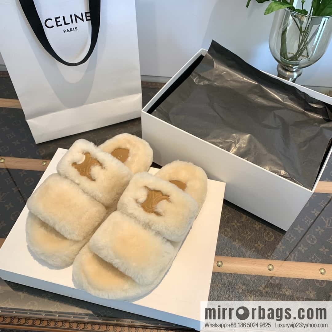 CELINE Autumn and winter Arc de Triomphe Mao Mao slippers