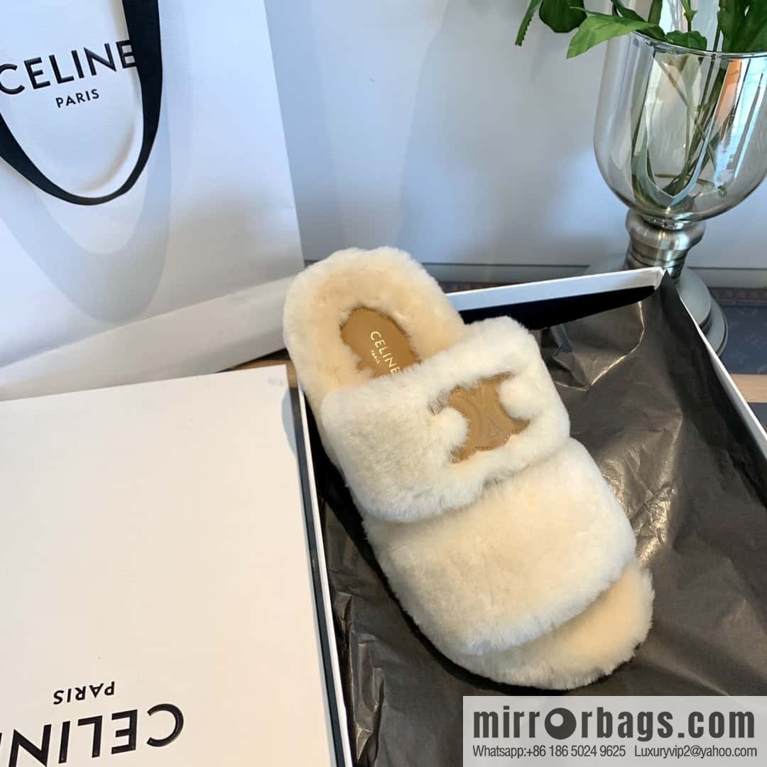 CELINE Autumn and winter Arc de Triomphe Mao Mao slippers