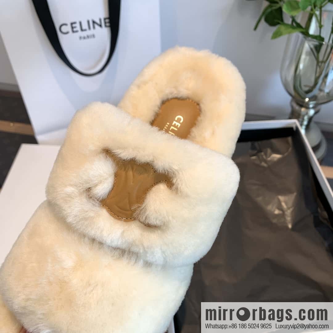 CELINE Autumn and winter Arc de Triomphe Mao Mao slippers