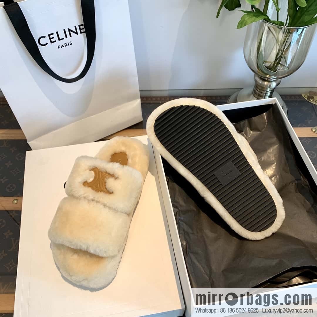 CELINE Autumn and winter Arc de Triomphe Mao Mao slippers